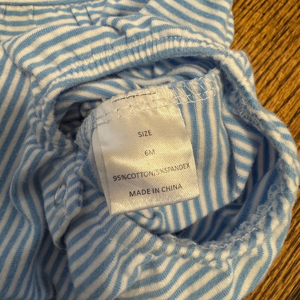 Stitchy Fish 6M Blue Striped Airplane Baby Romper - Picture 5 of 9